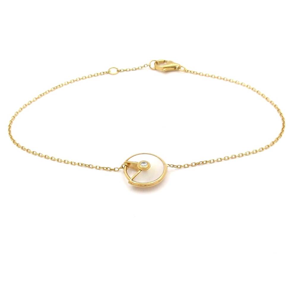 Cartier Amulet de Bracelet 18K Yellow Gold White Mother of Pearl Diamond